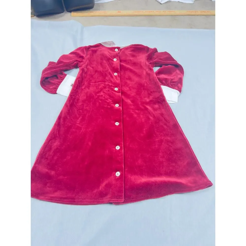 Vintage Ralph Lauren Girls 3T Red Velour Peter Pan Collar Holiday Dress NWOT Y2K